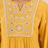 Eden Yellow Embroidered A-line Co-ord Set