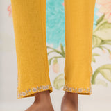 Eden Yellow Embroidered A-line Co-ord Set