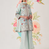 Vaara Nishat Sky Blue Embroidered Suit Set with Dupatta