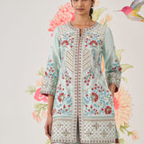 Vaara Nishat Sky Blue Embroidered Suit Set with Dupatta
