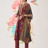 Chhavi Maroon Printed Kaftan Set