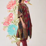 Chhavi Maroon Printed Kaftan Set