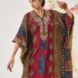 Chhavi Maroon Printed Kaftan Set