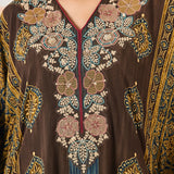 Chhavi Brown Printed Kaftan Set