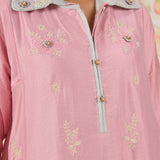 Vaara Ishq Pink Embroidered A-line Kurta Set
