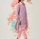 Vaara Ishq Lavender Embroidered A-line Kurta Set