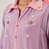 Vaara Ishq Purple Embroidered A-line Kurta Set