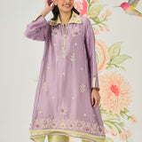 Vaara Ishq Purple Embroidered A-line Kurta Set
