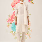 Shaivya Ivory Embroidered Suit Set with Dupatta