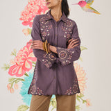 Aria Lavendar Embroidered Collared Shirt