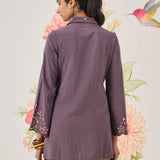Aria Lavendar Embroidered Collared Shirt