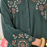 Aria Green Embroidered Collared Shirt