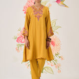 Avirya Mustard Embroidered Kurta Set