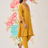 Avirya Mustard Embroidered Kurta Set