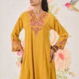 Avirya Mustard Embroidered Kurta Set