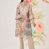 Anvi Grey Floral Printed Organza Suit Set with Dupatta