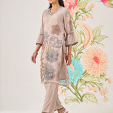 Anvi Grey Floral Printed Organza Suit Set with Dupatta
