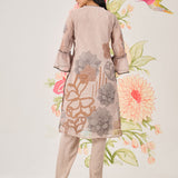 Anvi Grey Floral Printed Organza Suit Set with Dupatta