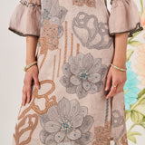 Anvi Grey Floral Printed Organza Suit Set with Dupatta