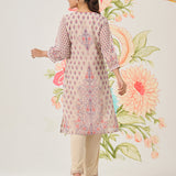 Sosan Cream Printed Organza Suit Set with Dupatta