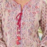 Sosan Cream Printed Organza Suit Set with Dupatta