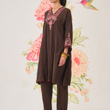 Avirya Brown Embroidered Kurta Set