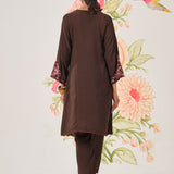 Avirya Brown Embroidered Kurta Set