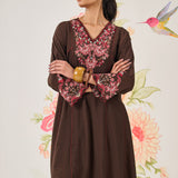 Avirya Brown Embroidered Kurta Set