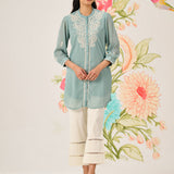 Nitya Green Embroidered Chiffon Tunic