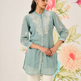 Nitya Green Embroidered Chiffon Tunic