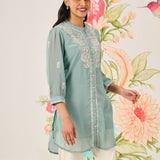Nitya Green Embroidered Chiffon Tunic