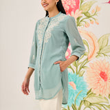 Nitya Green Embroidered Chiffon Tunic