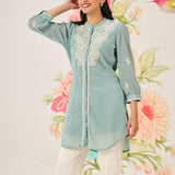 Nitya Green Embroidered Chiffon Tunic