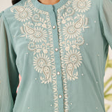 Nitya Green Embroidered Chiffon Tunic
