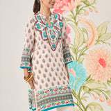 Aavya Teal Printed Shantoon Long Kurti