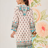 Aavya Teal Printed Shantoon Long Kurti