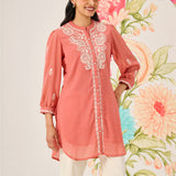 Nitya Orange Embroidered Chiffon Tunic