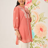 Nitya Orange Embroidered Chiffon Tunic