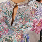 Haya Grey Printed Linen-blend Kurti