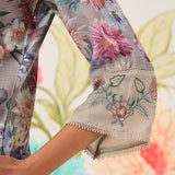 Haya Grey Printed Linen-blend Kurti