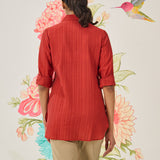 Camille Red Self-Embroidered Shirt