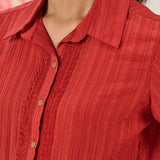 Camille Red Self-Embroidered Shirt