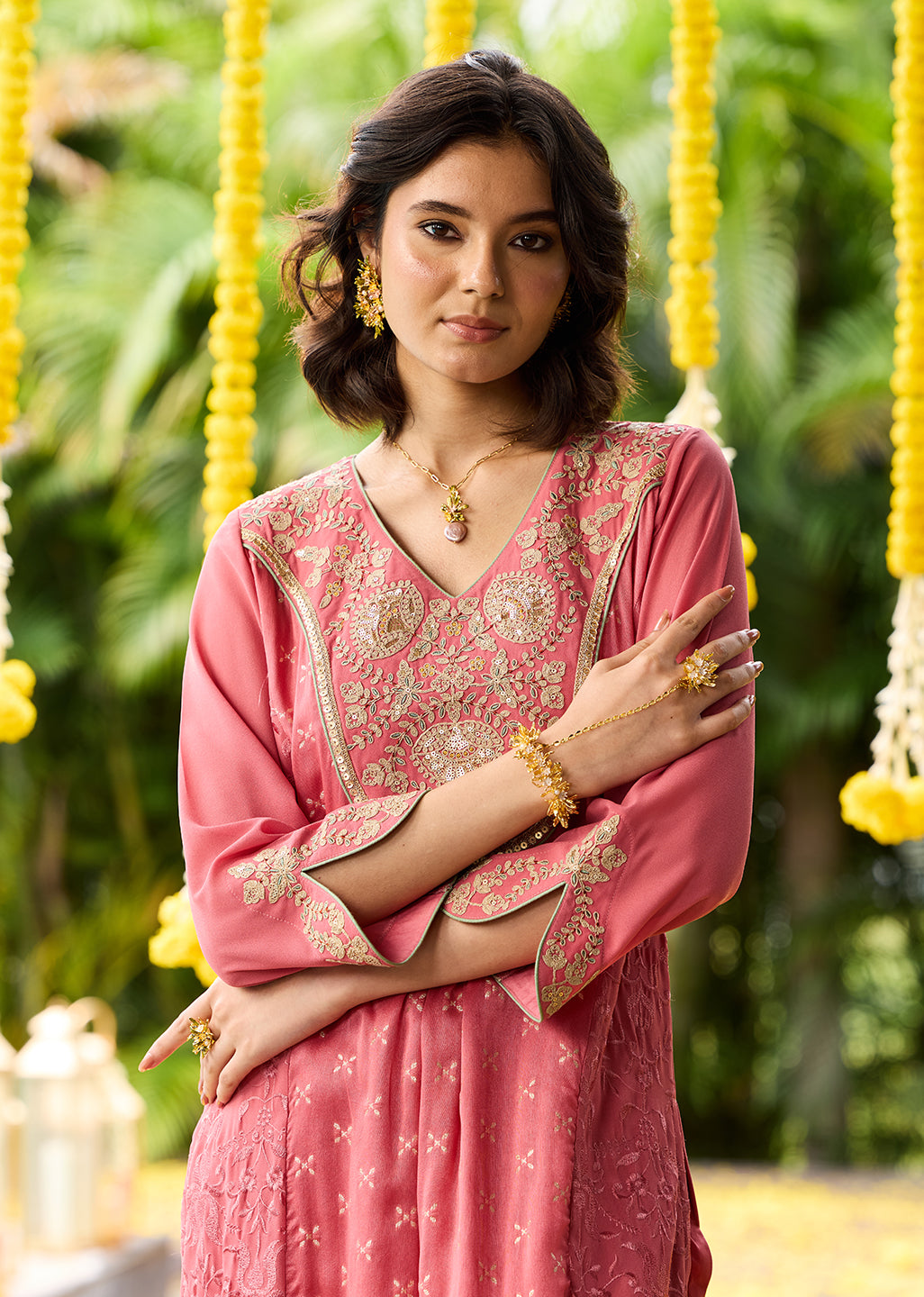 Imara Pink Embroidered Georgette Kurta Set
