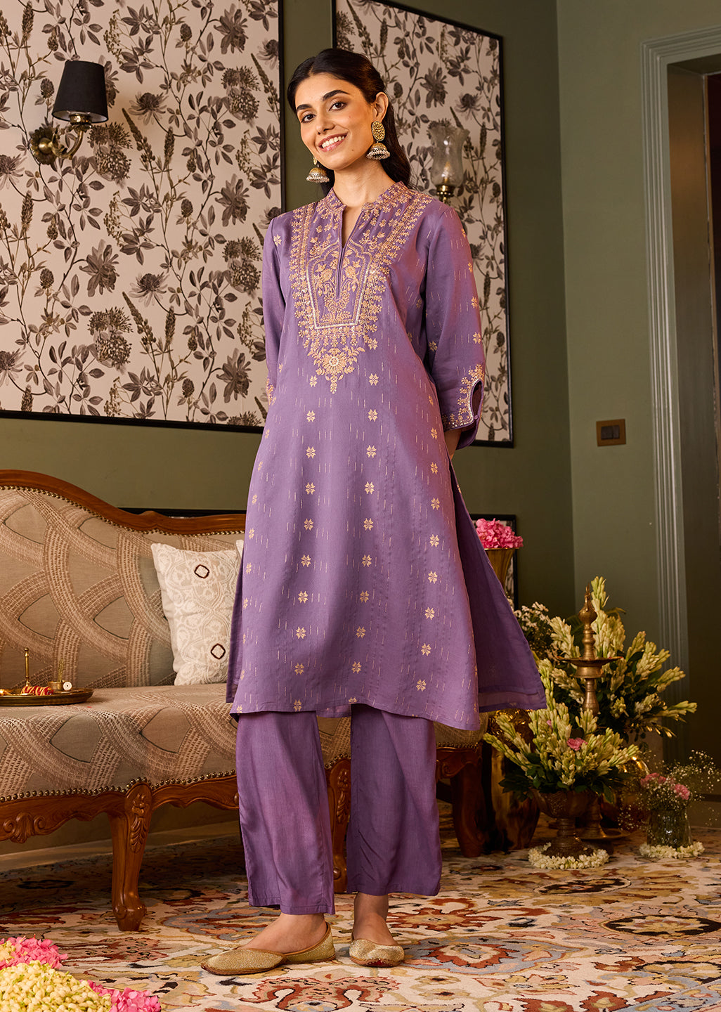 Noor Light Purple Embroidered Co-ord Set