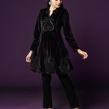 Naz Purple Embroidered Velvet Co-ord Set