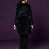 Naz Navy Blue Embroidered Velvet Tunic