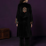 Ashi Black Embroidered Velvet Co-ord Set