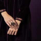 Morni Deep Purple Embroidered Velvet A-line Kurta Set