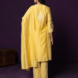 Maheen Yellow Embroidered Chanderi Suit Set with Dupatta