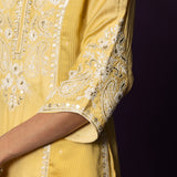 Maheen Yellow Embroidered Chanderi Suit Set with Dupatta
